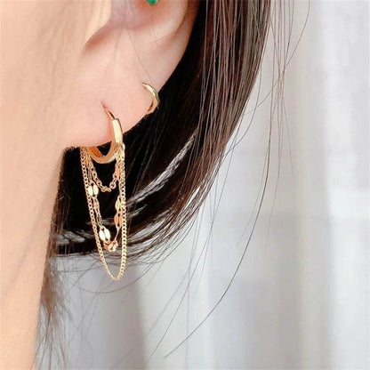 Real 925 Sterling Silver Plated 18K Gold Tassel Stud Earrings for Women Wedding Trendy Fine Jewelry - Touchy Style