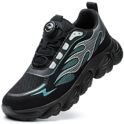 Reflective Safety Shoes Men Fashion Protective Sneakers Steel Toe Shoes Rotating Button Work Boots Men Puncture-Proof Male Shoes - Touchy Style