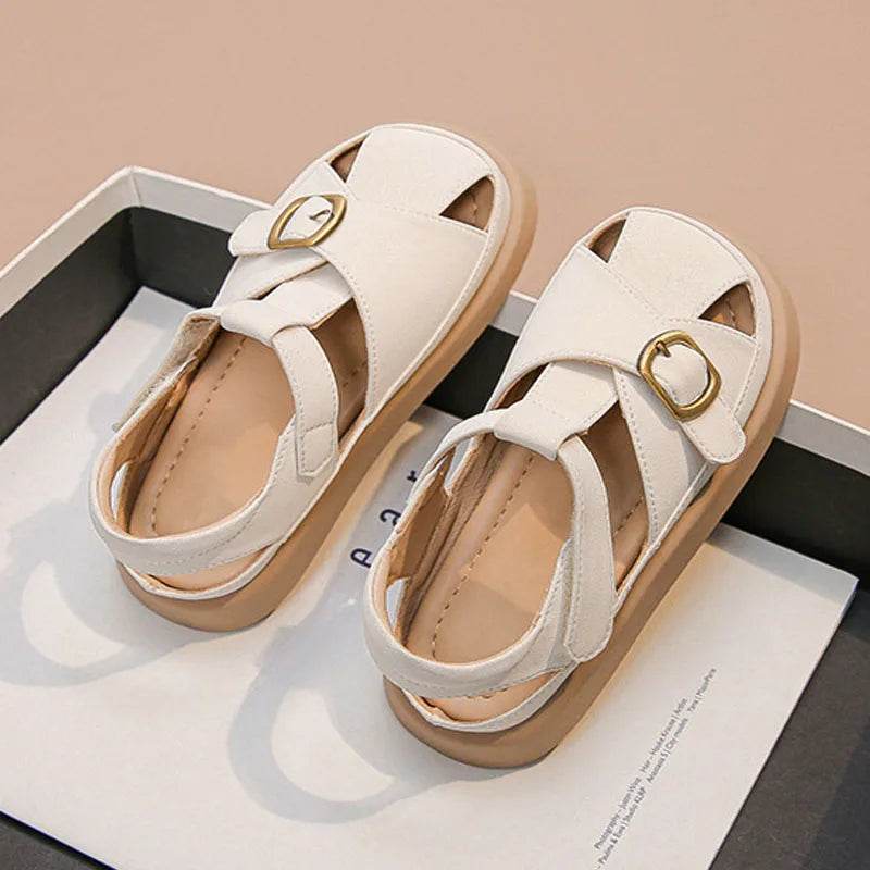 Girls Beach Sandals Beautiful Cut-outs Princess Shoes Lovely Kids Outside Footwear Children&
