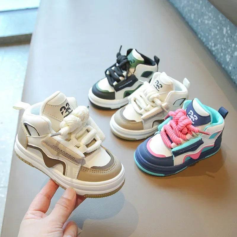 Trendy Basktball Shoes for Children Durable Non-slip High Top Mix Color tenis Shoes Kids Student Flat Heel Sport Sneakers G10301 - Touchy Style