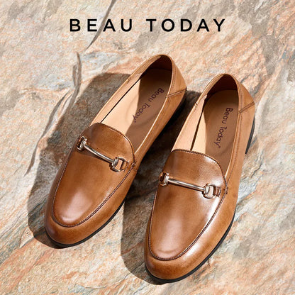 BEAUTODAY Dress Shoes Women Loafers Cow Leather Sheepskin Rubber Formal Business Suit Ladies 2024 Spring Autumn Handmade 27171