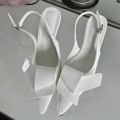 New Design Splicing Rivet Buckle Strap Women Pumps Thin High Heels Pointed Toe Stripper Elegant Party Shoes - Touchy Style