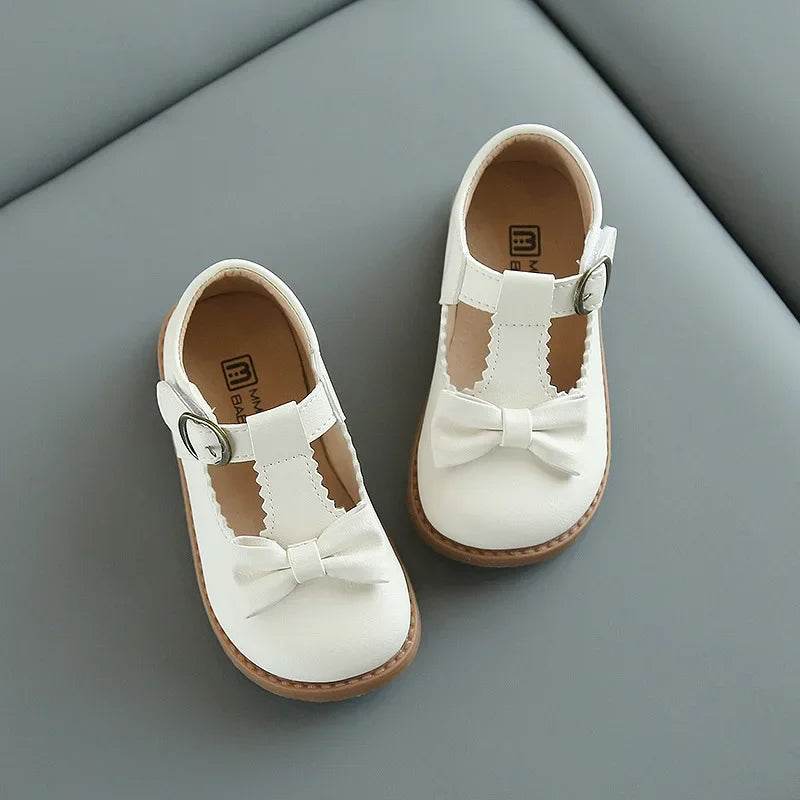 2024 Fashion T-tied Girls Designer Shoes Princess laciness Kids Dress Shoes Classic Black Beige School Shoes for Girls E06072 - Touchy Style