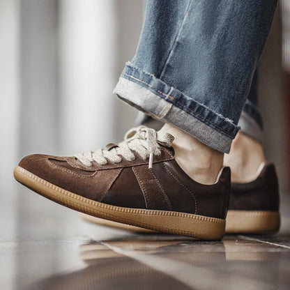 Maden New Classic Brown Spliced German Trainer Shoes Flat Low-top Sneakers for Men&