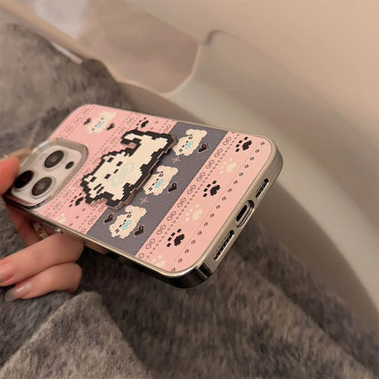 Cute Phone Cases For iPhone 16, 15, 14, 13, 12, 11 Pro Max - Pet Cat, Puppy Pixel Stick Plating Art - IC4050 - Touchy Style