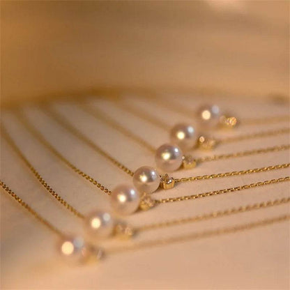 925 Sterling Silver Plating 14K Gold Shell Pearl Zircon Pendant Necklace for Women Simple French Wedding Jewelry Accessorie - Touchy Style