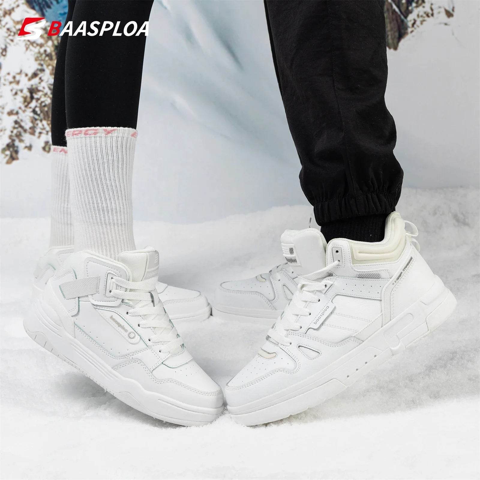 Baasploa Men Winter Boots Comfort Leather Cotton Shoes for Men Thickened Plush Warm Casual Sneakers Male Non-Slip Wear Resistant - Touchy Style