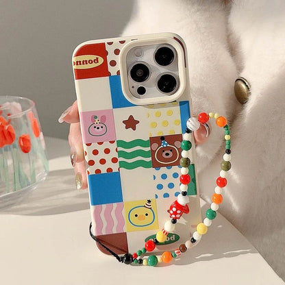 Cute Phone Cases For iPhone 16, 15, 14, 13, 12, 11 Pro Max, 16 Plus - Chocolate Bear, Pink Bunny Stripes, Dots Art - IC1440 - Touchy Style