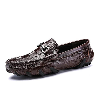 Men Casual Shoes Genuine Leather Crocodile Style Luxury Brand Mens Loafers Moccasins Slip on Black Driving Shoes Plus Size 38-47 - Touchy Style