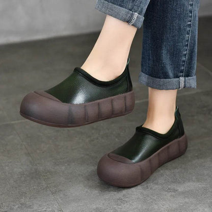 Round Toe Genuine Leather Women&