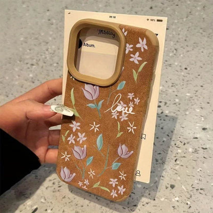 Cute Phone Cases For iPhone 11 12 13 Pro Max 14 15 16 Plus XS X XR 16 - Tulip Flower Pattern - Leather Bumper Cover - Touchy Style