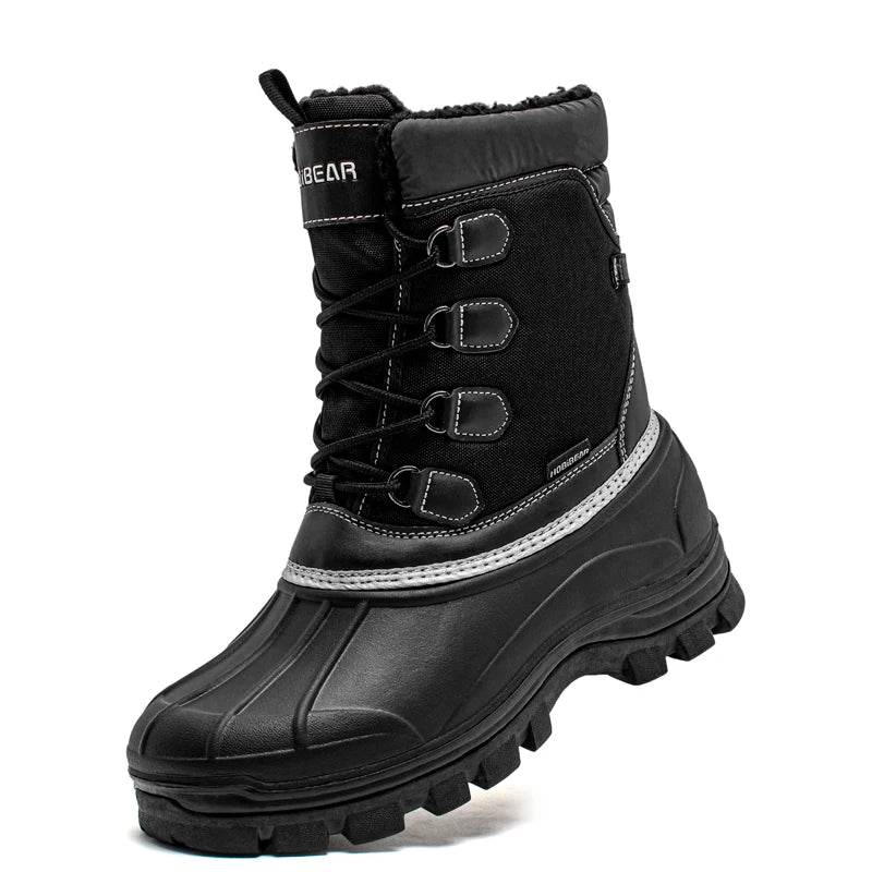 HOBIBEAR Mens Snow Boots Insulated Waterproof Winter Boots Outdoor Warm Lace Up Mid Calf Duck Boots - Touchy Style