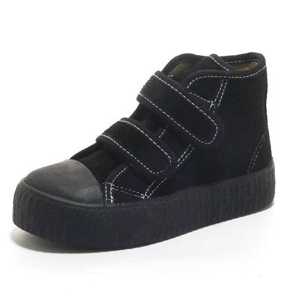 2024 Fashion Hook&amp;Loop Soft Corduroy Kids Sneakers School Casual All-match Children Girl Shoes High Top Autumn Boys Boots E08051 - Touchy Style