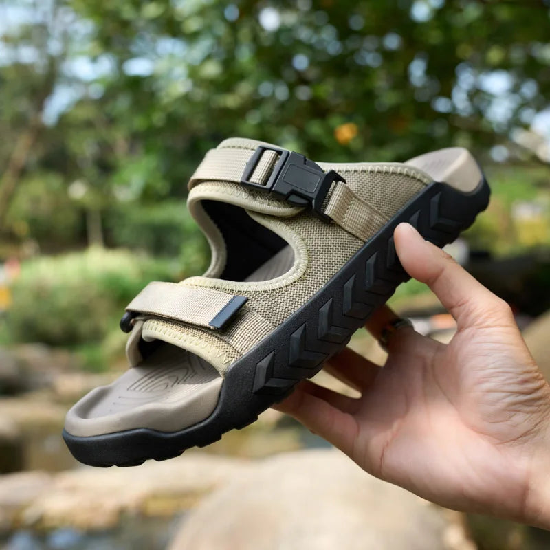 Street Style Men Sandals Fashion Summer Flats Soft Soled Anti Slip Beach Slippers New Casual Outwear Half Drag Wading Aqua Shoes
