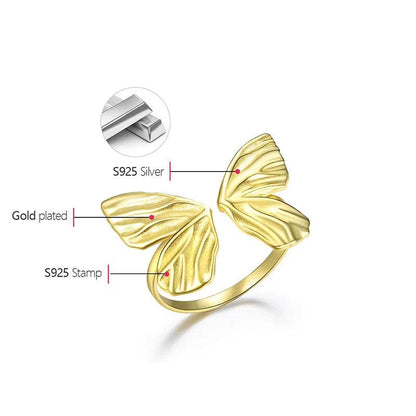 Lotus Fun 18K Gold Adjustable Vintage Butterfly Dating Rings for Women Gift Real 925 Sterling Silver Luxury Quality Fine Jewelry - Touchy Style