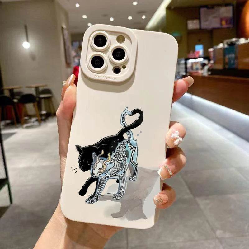 Cute Phone Cases For iPhone 16, 15, 13, 14 Pro Max, 12, 11, XS, XR, 7, 8 Plus, SE 2020 - Cool Cat Silicone - Candy Soft Bumper Cover - Touchy Style