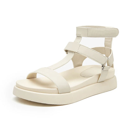 BeauToday Gladiator Sandals Women Genuine Calfskin Leather Open Toe T-Strap Thick Sole Summer Ladies Shoes Handmade 07130S