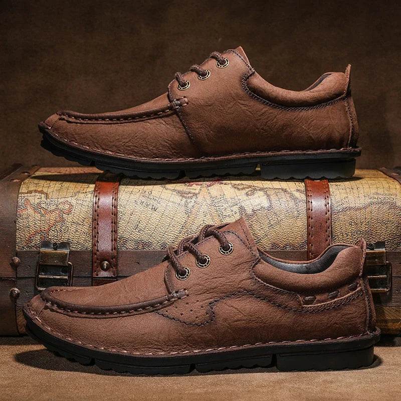 New High Quality Men Hiking Shoes Genuine Leather Casual Shoes Hand-stitching Male Treking Shoes Versatile Sneakers Oxford Shoes - Touchy Style