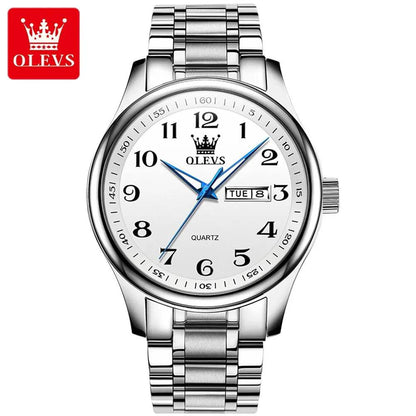 OLEVS Classic Bussiness Quartz Watch for Men Digital Dial Date Week Display Clock Luminous Waterproof Man Gold Wristwatches - Touchy Style