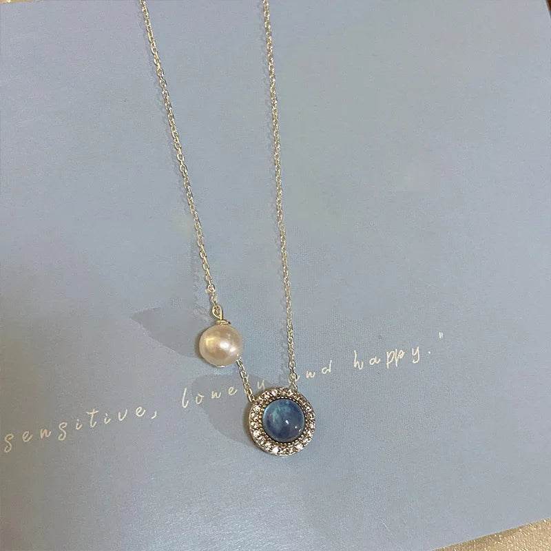 PANJBJ 925 Sterling Silver Blue Crystal Rings For Women Pearl Bead String Design Sweet Elastic Jewelry Gift Dropshipping - Touchy Style