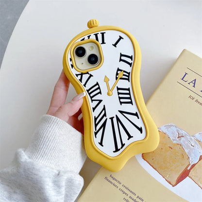 Funny Cartoon 3D Clock  Phone Case For iPhone 16 Pro Max 15 14 13 12 Pro Max 11 Anti Fall Soft Silicone Cover