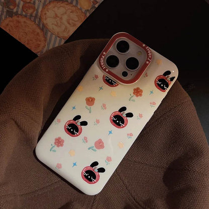 Cute Phone Cases For iPhone 16, 15, 14, 13, 12, 11 Pro Max, Xr, 16 Plus - Funny Tomato Black Rabbit Flowers Cover - IC6040 - Touchy Style