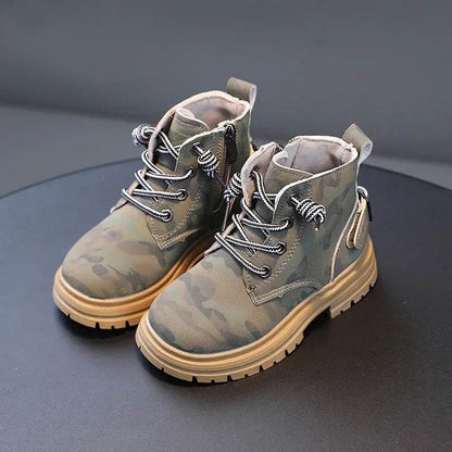 Handsome Children Combat Army Boots Spring Autumn Camouflage Outdoor Boots for Boys Girls School Student Hicking Shoes F09133 - Touchy Style