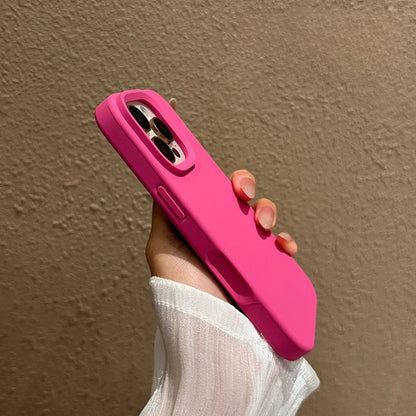 Business Pure Color Liquid Silicone Case for iPhone 11 12 13 14 15 16 Pro Max Plus 16e Sensitive Camera Control Button Cover