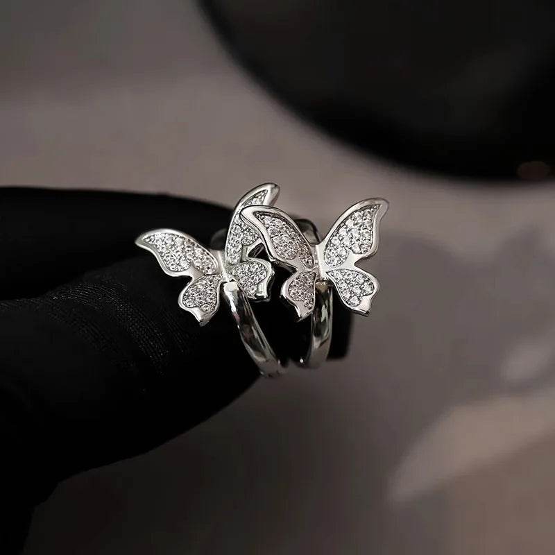 PANJBJ 925 Sterling Silver Butterfly Hoop Earring for Women Simplicity Versatile Sweet Insect Fashion Jewelry Gift Dropshipping - Touchy Style