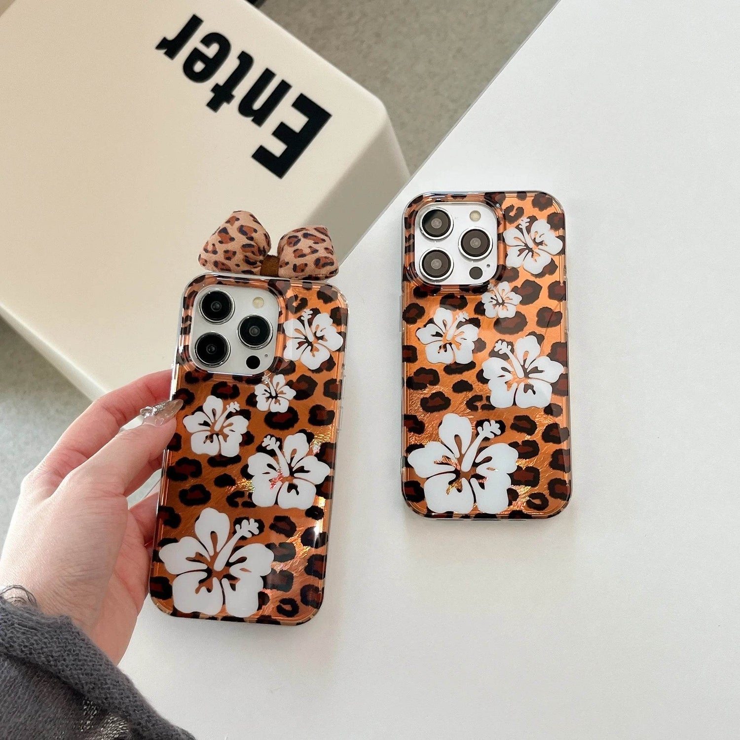 Cute Phone Cases For iPhone 16, 15, 14, 13 Pro Max - Flower Prints &amp; Bowknot Decoration Cover - PC9530 - Touchy Style