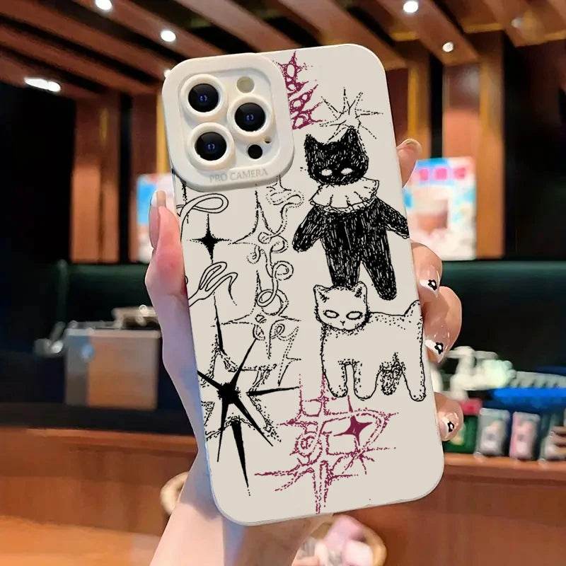 Cute Phone Cases For iPhone 16, 15, 13, 14 Pro Max, 12, 11, XS, XR, 7, 8 Plus, SE 2020 - Cool Cat Silicone - Candy Soft Bumper Cover - Touchy Style