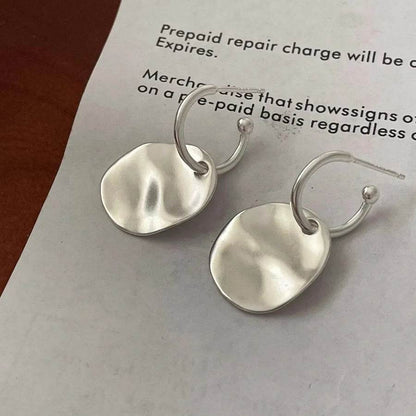 PANJBJ 925 Sterling Silver Fold Texture Hoop Earring for Women Irregular Hip Hop Cool Trend Jewelry Party Gift Dropshipping - Touchy Style