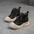 Autumn Retro Genuine Leather Short Boots Lace-Up High Top Comfortable Sneakers Thick Sole Platform Women&