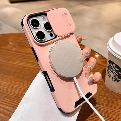 Slide Camera Protection for Magnetic Bracket Armor Case for iPhone 16 11 12 13 14 15 Pro Max 16 Plus Magsafe Durable Hard Cover - Touchy Style