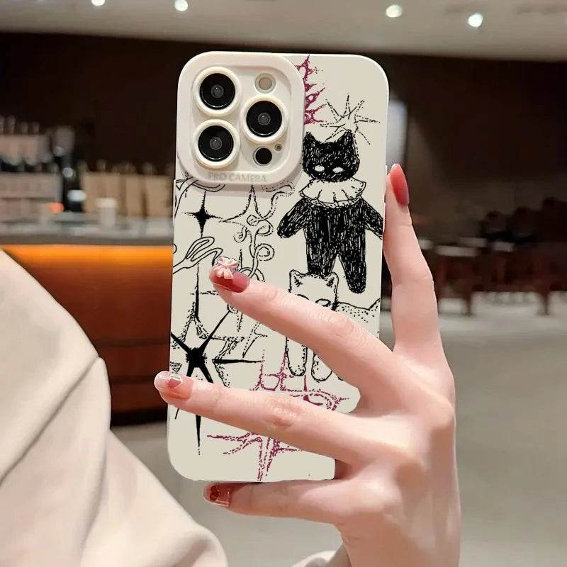 Cute Phone Cases For iPhone 16, 15, 13, 14 Pro Max, 12, 11, XS, XR, 7, 8 Plus, SE 2020 - Cool Cat Silicone - Candy Soft Bumper Cover - Touchy Style
