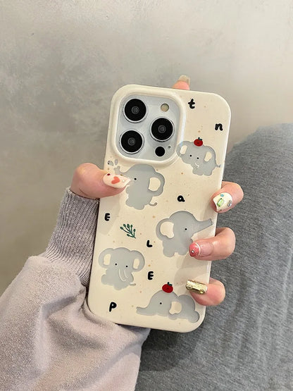 حافظات هواتف لطيفة لهاتف iPhone 15 Pro Max و14 و13 و12 و11 - فيل مجوف كرتوني - TSP265