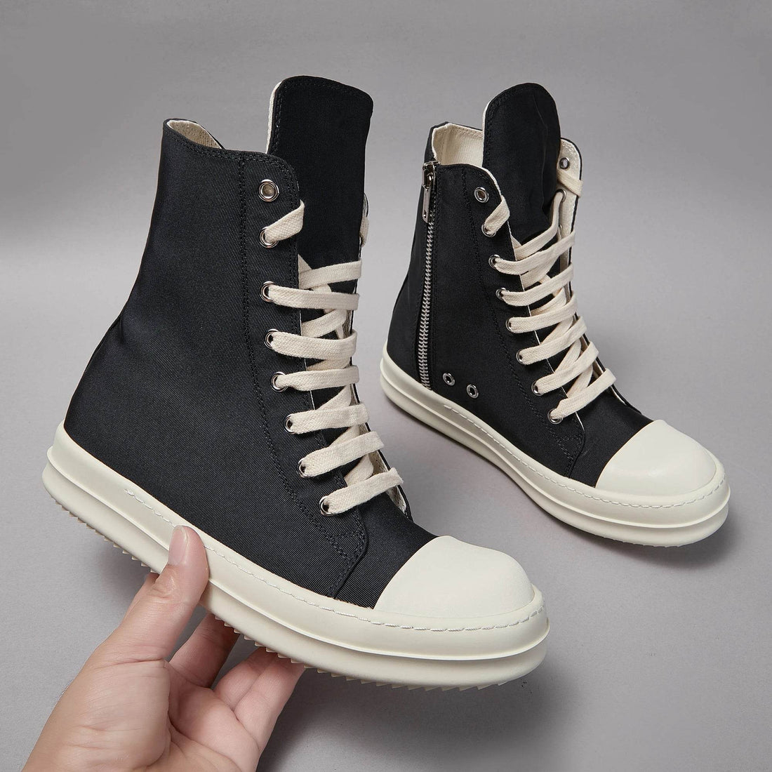 Classic Brand Casual Men Shoe High Quality Designer Women Sneaker Black Fashion Zip Street Thick-sole Luxury Canvas Ankle Boot - Touchy Style