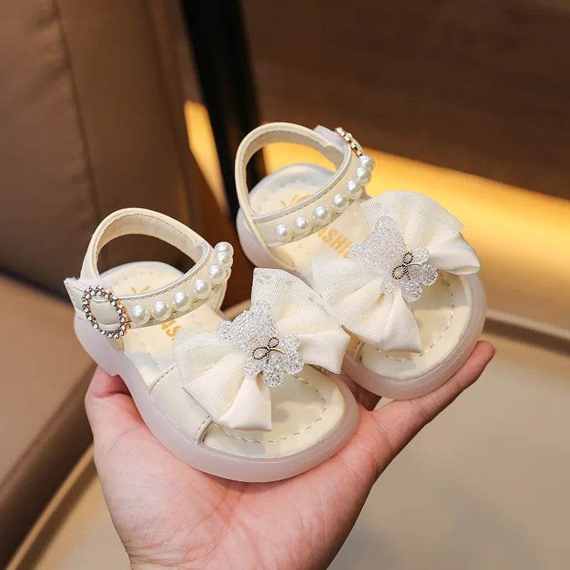 Leisure and Comfortable Baby Girl Sandals Kawaii Cartoon Bear Decos Summer Open Toe Sandals 1-4Y Girl Beach Shoes Toddler H05054 - Touchy Style