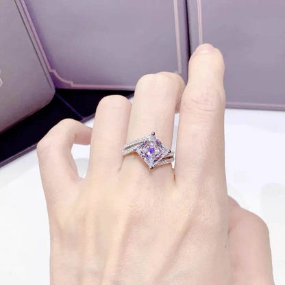PANJBJ 925 Sterling Silver Geometry Zircon Rings For Women Fashion Double Layer Wedding Jewelry Party Gift Dropshipping - Touchy Style