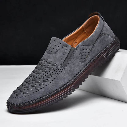 New Handmade Leather Men Shoes Design Fashion Sneakers Slip On Loafers Summer Breathable Casual Shoes Men Driving Flat - Touchy Style