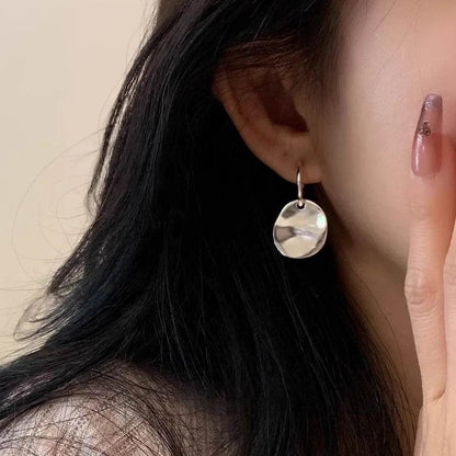 PANJBJ 925 Sterling Silver Fold Texture Hoop Earring for Women Irregular Hip Hop Cool Trend Jewelry Party Gift Dropshipping - Touchy Style