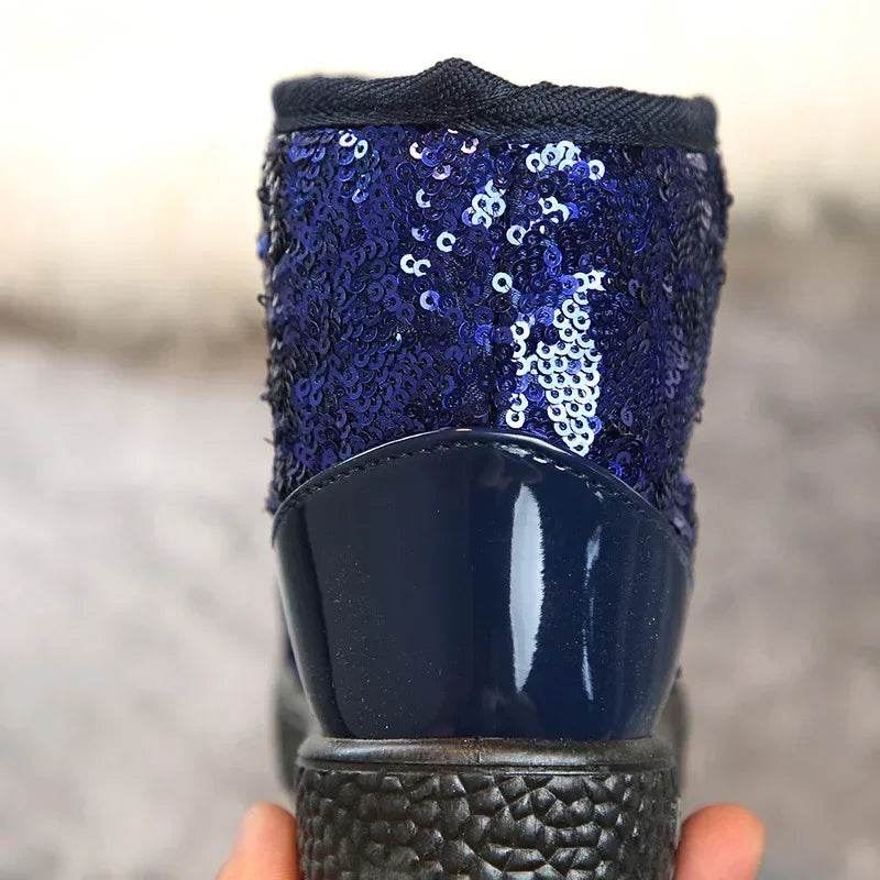 Comfortable Children Snow Boots for Girls Furry Overshoes Winter Keep Warm Soft Platform Boots Kids New Bling Party Shoes H07073 - Touchy Style
