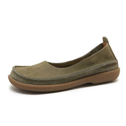 New Design Literary Style Women Flat Shoes Slip-On Loafers Genuine Cow Leather Non-slip Handmade Retro Shoes - Touchy Style