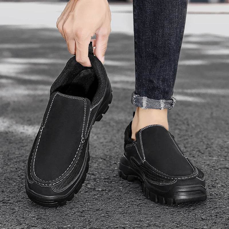 Outdoor Men Sneakers Hanmade Leather Casual Shoes Men Slip On Men Loafers Breathable Lightweight Flats Shoe Hot Sale Platform - Touchy Style