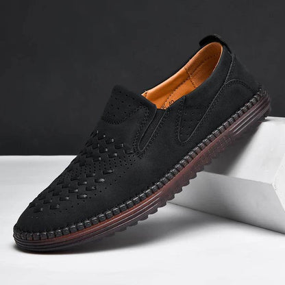 New Handmade Leather Men Shoes Design Fashion Sneakers Slip On Loafers Summer Breathable Casual Shoes Men Driving Flat - Touchy Style
