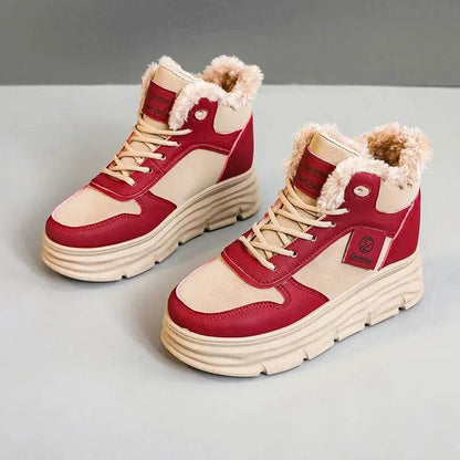 Winter Velvet Height Increasing Shoes for Women High Top Cotton Shoes Thick-soled Simple Warm Leather Boots макасини женские - Touchy Style