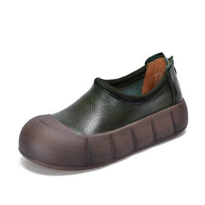 Round Toe Genuine Leather Women&