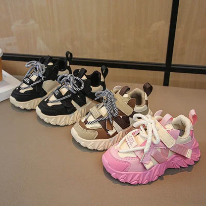 New Arrival Children Sneakers Pretty Silhouette Girl Running Shoes Pink Black Khaki Trendy Kids Shoes Boys Training Shoes G09212 - Touchy Style