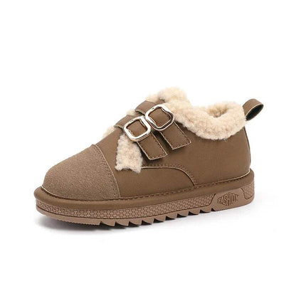 Patent Leather Children Fur Shoes 2024 Winter Platform Warm Furry Plush Leisure School Shoes Kid New Overwinters Footwear H06193 - Touchy Style