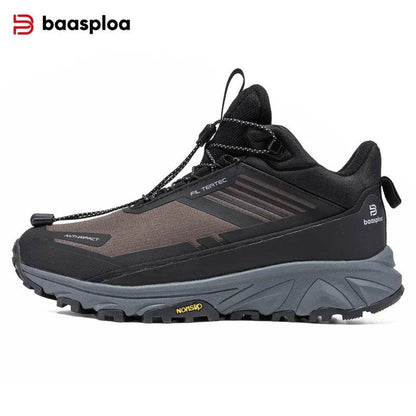 Baasploa Men Outdoor Boots Ankle Leather Waterproof Hiking Shoes Male Winter Plush Warm Casual Sneakers Antiskid Cotton Shoes - Touchy Style